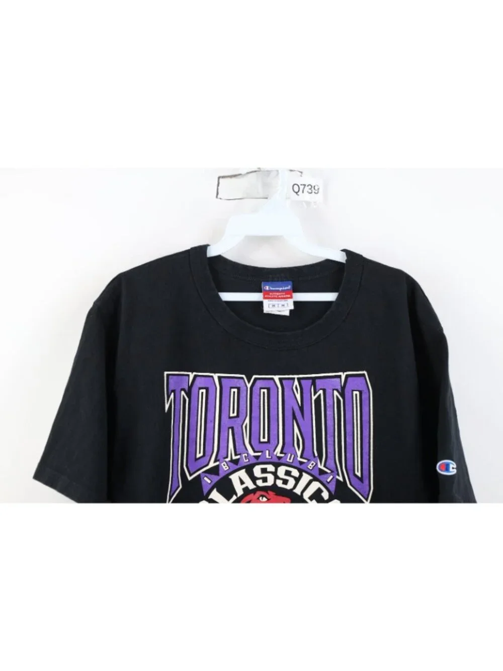 Vintage 90s Y2K Champion Mens Medium Toronto Raptors Basketball T-Shirt Black - Picture 2 of 14